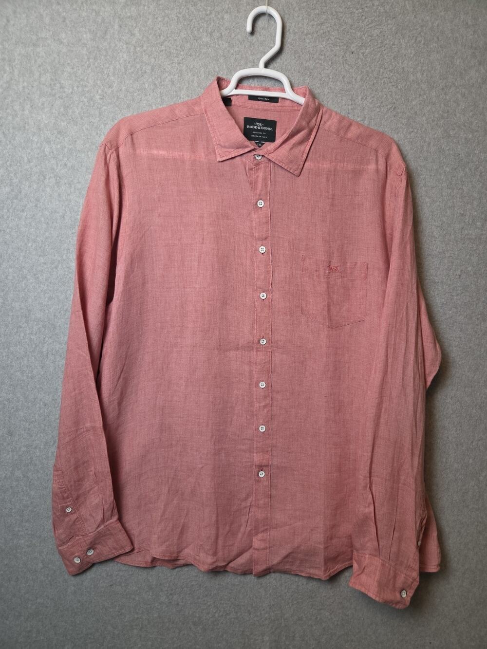 Rodd & Gunn Original Fit 100% Linen Pink LS Button Up Shirt Men's 2XL